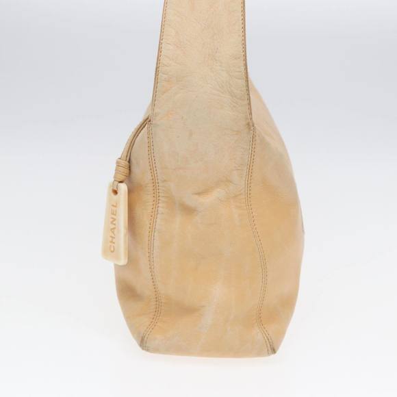 CHANEL COCO Mark Shoulder Bag Leather Beige CC Auth 87307 - Picture 5 of 16